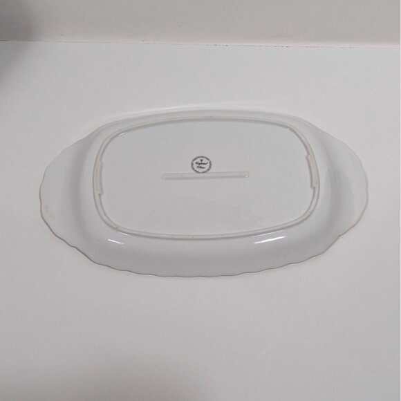 Crystal Clear Fine Porcelain Oval Platter With Rose Design & Gold Trim - Picture 9 of 12